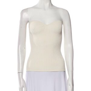 KHAITE Off-White Strapless Ribbed Top
